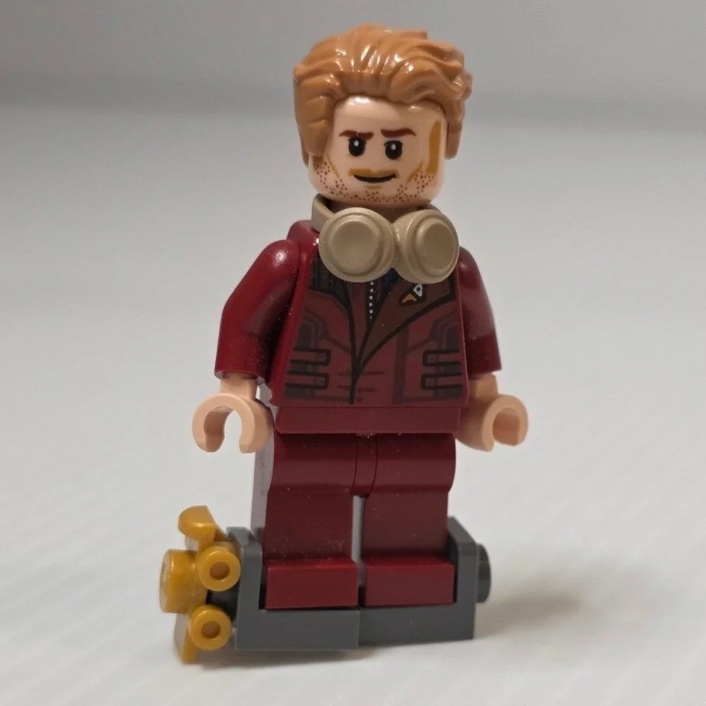 LEGO Star Lord Minifigure Dark‎ Red Jacket Goggles Guardians Galaxy